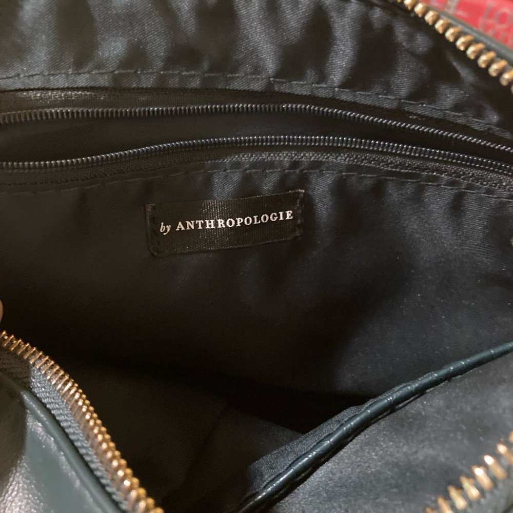 Anthropologie Emerald Green Cosmetic Pouch with Gold Zipper Used Excellent - Picture 2 of 8